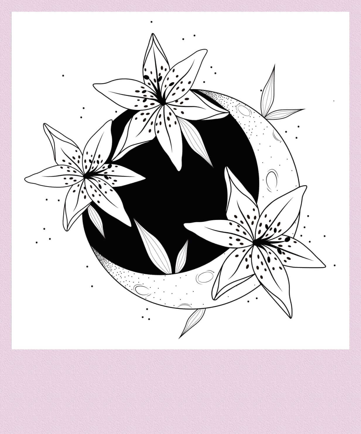 luna creciente con flores
