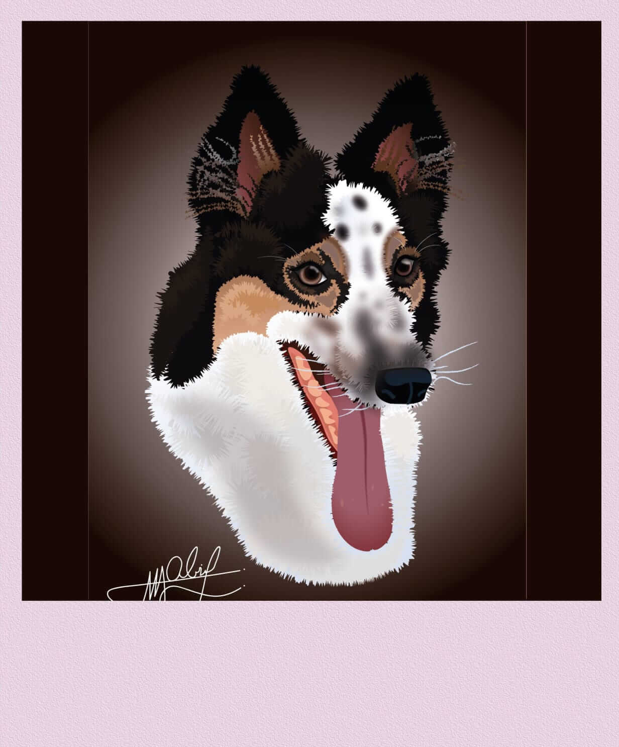 cabeza de perro border collie ilustrada